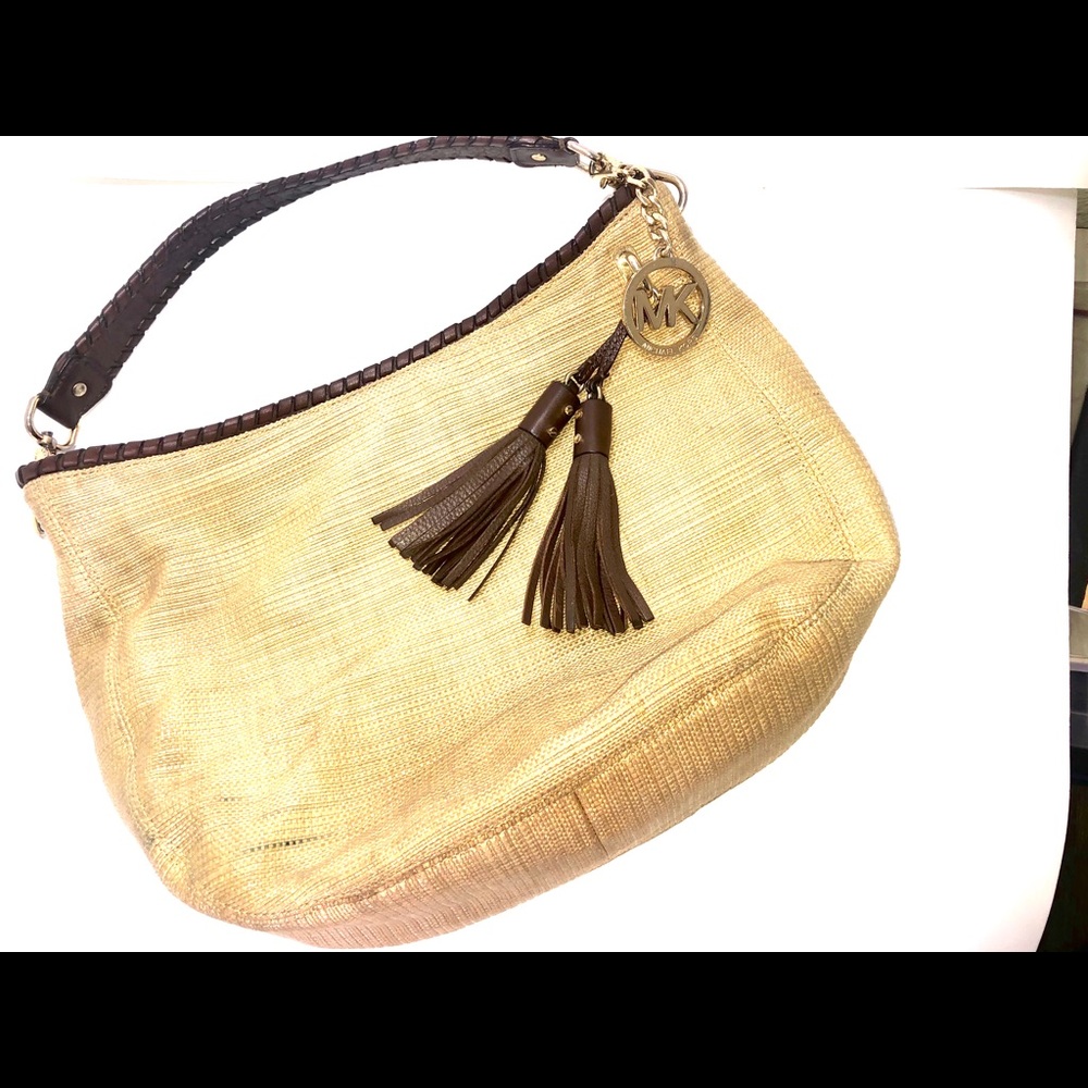 michael Kors Bennet Straw Hobo Shoulder Tote
